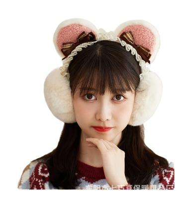 China New maid style winter plush thickened bear warm ear maid student earmuff folding plush earmuff adult female for sale