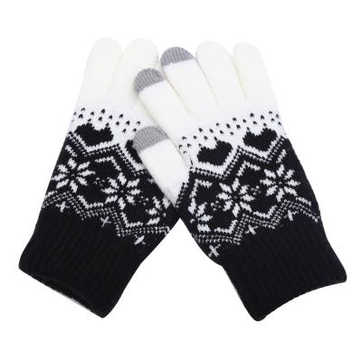 China Creative Winter Jacquard Adult Warm Gloves Unisex Winter Knitted Touch Screen Gloves for sale