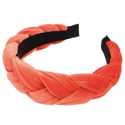 China Solid color wide edge headband of the pilou new European and American gold women's circle cross hair velvet Korean/Korean style Korean version for sale