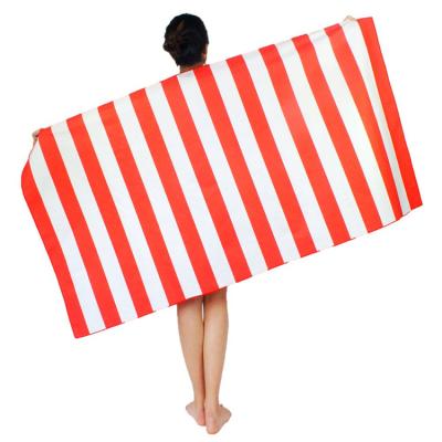 China Wholesale Cheap Child Safe Digital Printed Dry Beach Towel Logo Striped Sand Free Quick Pool Hut Stripe Microfiber for sale