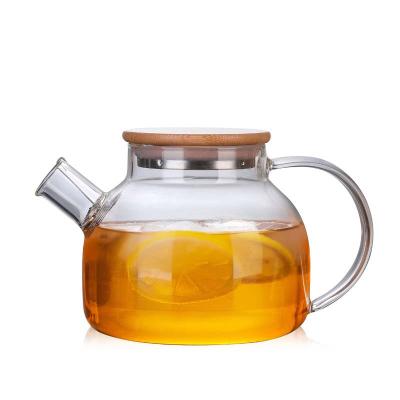 China Large Diameter Viable Glass Kettle Flower Heat Resistant Glass Teapot Cooling Wholesale Customization for sale