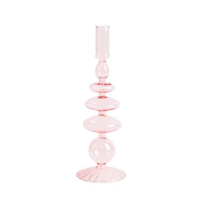 China Hot Selling High Quality Eco-friendly Stained Exquisite High Borosilicate Glass Heat Resistant Glass Candle Holder Home Decor for sale