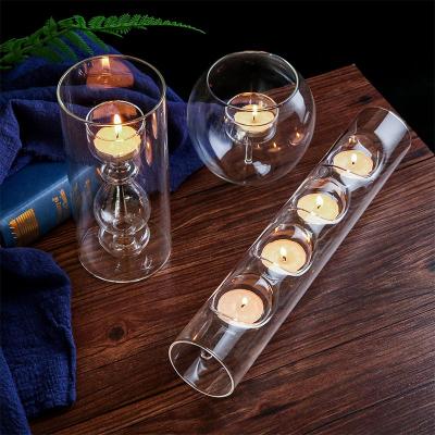 China Factory design low price creative supply of double layer different size glass eco-friendly candle holder wholesale eco-friendly for sale