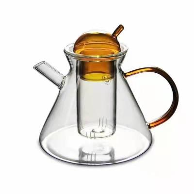 China WITH Down Nordic Kettle LID Amber Glass Coffee Pot Danish Style Kettle Set Cool Combination for sale