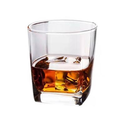 China Modern Wholesale Custom Heavy Low Square Whiskey Glass Whiskey Tumbler Vodka Glass for sale