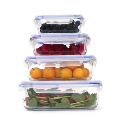 China Wholesale Customized Lunch Box Container Food Square High Borosilicate Glass Available Microwave Heatable Storage Box Fridge for sale