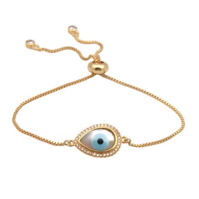 China Turkey Evil Eye Faux Stone Wrist Teardrop Brass Copper Devil Eye Charm European Bracelet 2018 Jewelry for sale