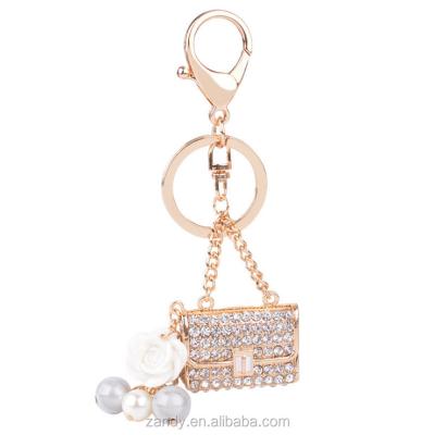 China Gift Women's Rhinestone Purse Car Key Chain Keychain Drop Ornament Handbag Key Pendant Charm for sale