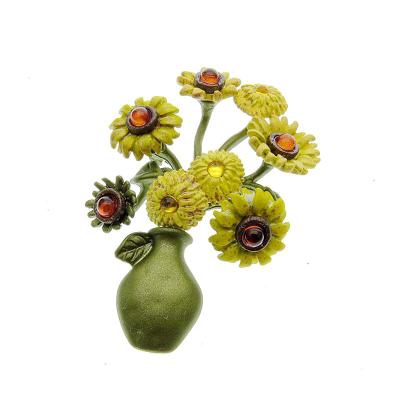 China Hot Fashion Van Gogh Sunflower Plant Brooch, 2018 Women's Scarf ALLOY Accessories Brooches for sale