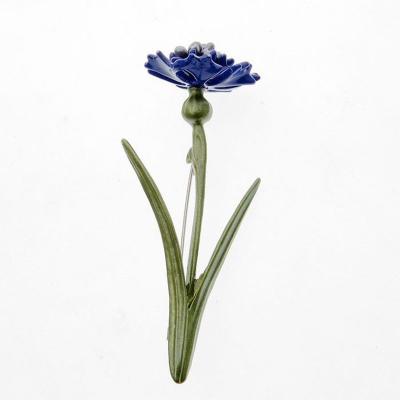 China Yiwu Custom Alloy Yiwu Blue Cornflower Centaury Bouquet Women Birthday Brooch Pin for sale