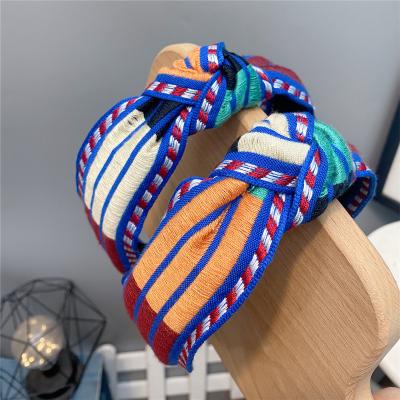 China European and American wide color head wrap hair accessories fashion style circle headdress head buckle retro fashion style knot hair band women girls for sale