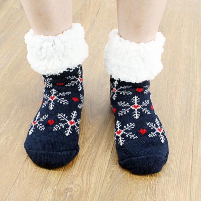 China Christmas Warm Fleece Thick Warm Sleep Bangs Women Girls Non Slip Floor Cute Fuzzy Christmas Women Winter Socks Mid Tube for sale