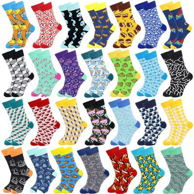 China 29 Colors Antibacterial Custom Socks Novelty Organic Men Funny Logo Fashion Dress Happy Unisex 100% Cotton Socks for sale