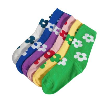 China 2022 Cute Flowers QUICK DRY Handsome Logo Cotton School Socks for sale