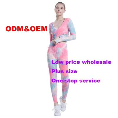 China Breathable In Running Yoga Suit Ladies Tie Dye Yoga Pants Wholesale Workout Pants Womens Plus Size Custom Exercise Suit for sale