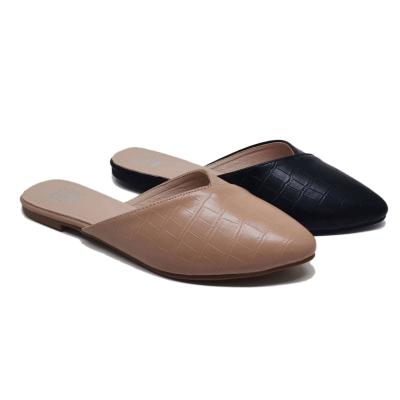 China Fashion Trend PU Indoor Home Slippers Branded Wholesale PU Suede Loafers Women 2021 New Design Flat Other Sandals For Women And Ladies for sale