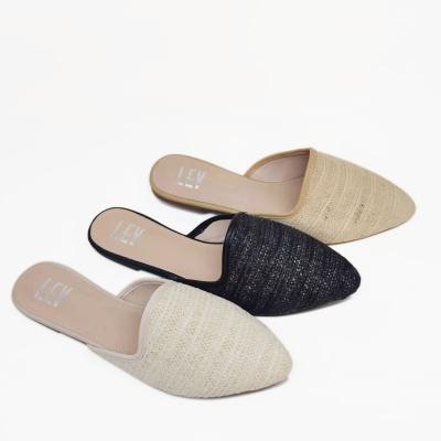 China Fashion Trend Linen Loafers Women Designer Cheap Indoor Home Slipper Slide 2022 Elegant TPR Fashion Bridal Flat Sandals For Ladies &Women for sale