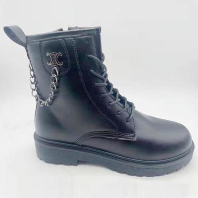 China Fashion Trend Zipper PVC Injection Ladies Boots Winter Fashion Increasing Boots PU Upper Classic Style Martin Boots For Women for sale