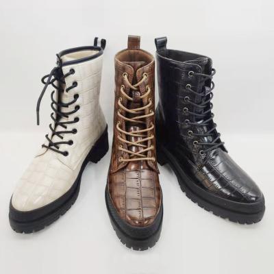 China Wholesale Fashion Trend PVC Injection Women Boots Waterproof PU Snow Boots Winter Lace Up Martin Boots For Ladies for sale