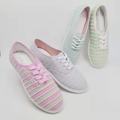 China Anti-odor/Lace-up/Low Cut PVC Injection Casual Shoes Other Fashionable Textile Ladies Shoes Customized Canvas Shoes For Women for sale