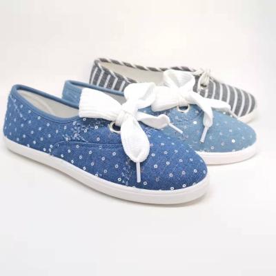 China Custom fashion trend casual shoes textile women summer shoes PVC injection denim flat shoes for ladies for sale