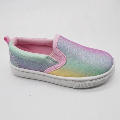 China Flat Summer Soft Comfortable Slip On PVC Injection Kids Shoes Fashion Glitter Sneakers Kids Girl Shoes for sale