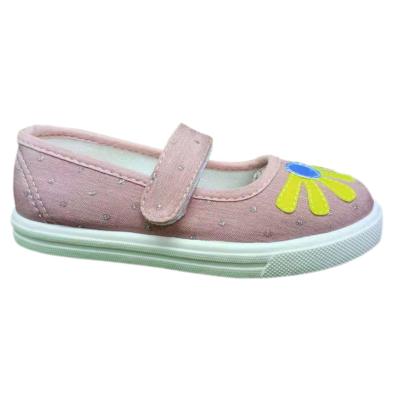 China Textile Sunflower Mary Jane Shoes Trendy 2023 Children Flat Dress Shoes OEM LOGO PVC Kids Ballerina Shoes for sale