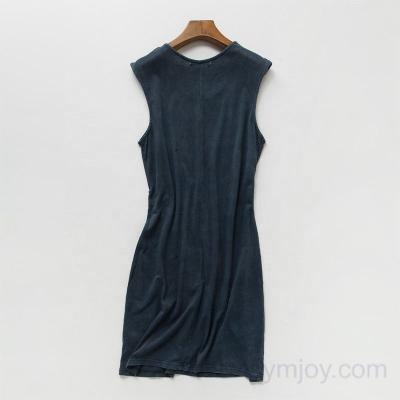 China WD009-Women Breathable Cotton Tank Top Singlet Dress Sleeveless Skirt for sale