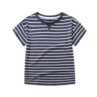 China Sustainable 55%hemp45%organic cotton classic boys and girls gossip dyed striped cropped sleeve tee shirts for sale