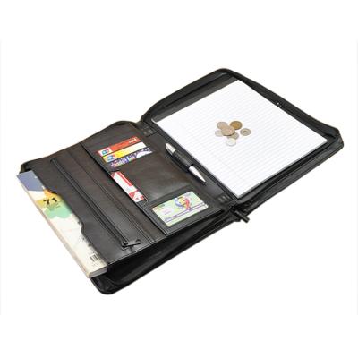 China Handmade Customize Different Designs A4 A5 Leather Zipper Folder With Notepad for sale