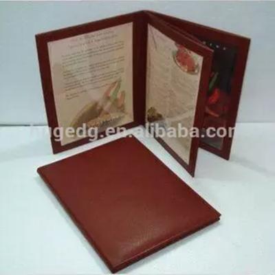 China Hot Selling Hotel/Restaurant PU Leather Menu Folder 18.8X13.5X3.3cm for sale