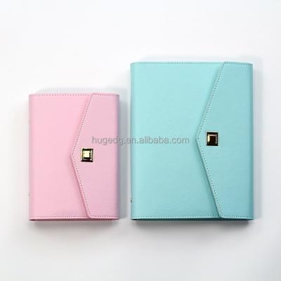 China Small Artistic Personalized Cute PU Leather in Trifold Agenda Planner Spiral Notebook with Pen Loop for sale