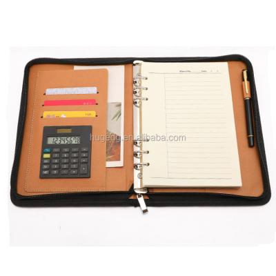 China Waterproof Customized Leather Organizer A5 Planner Soft Cover Notebook With Zipper for sale