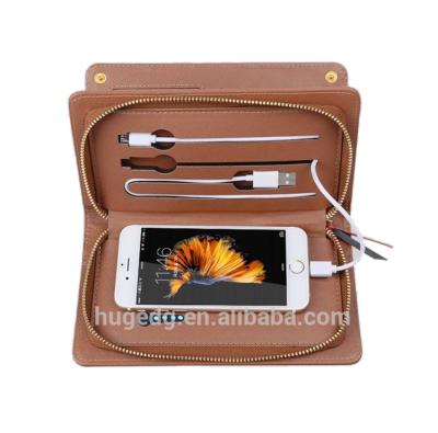 China With USB Custom Multifunctional Leather Wallet With Power Bank for sale