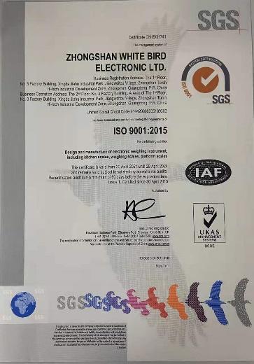 ISO9001 - Zhongshan White Bird Electronic Ltd.