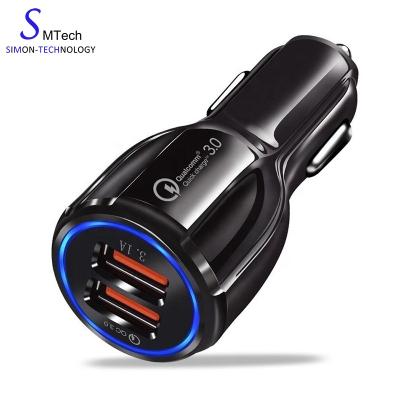 China 2019 led display good quality dual usb car charger qc3 led support retail box for sale