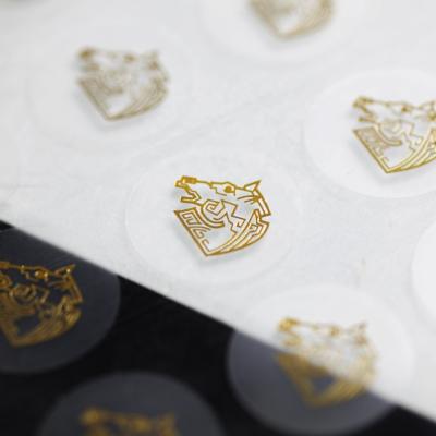 China Factory Direct Selling Waterproof Clear Hot Stamping Foil Logo Transparaent Sitcker Luxurious Stickers for sale