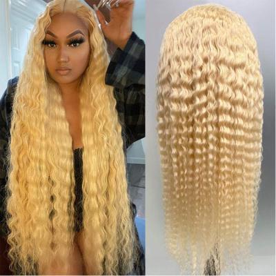 China 100% Full Wave Lace Wigs Virgin Human Hair 613 Deep Wave Wig 360 Full Lace Russian Hair Wig for sale