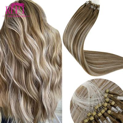 China Virgin Remy Hair Extension Manufactory Supply Micro Loop Tip Customized Curl Pre Brushes Hair Extension Thick mirco link hair for sale