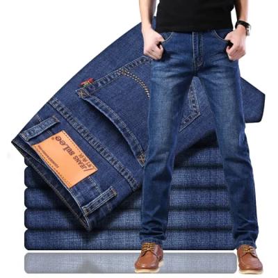 China Ready Made Cotton Fashion Running Mens Jeans Stretch Dark Blue Material On Sale for sale