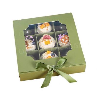 China 1 main recyclable green rigid paper box with window for chocolate for sale