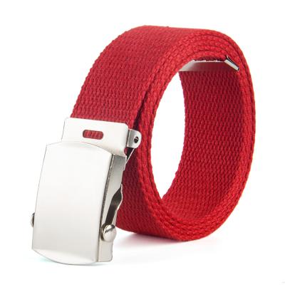 China Fashional 8 Colors Trend Fashion Unisex Student Belt 25mm Thickened Rolling Buckle Canvas Belt Kids Belt for sale