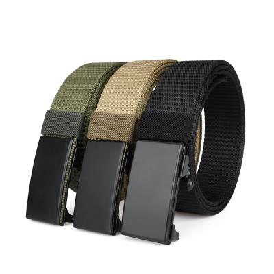 China Fashional Men's Quick Dry Alloy AUTO Buckle Webbing Nylon Belt Knitted Military Belt Strap for sale