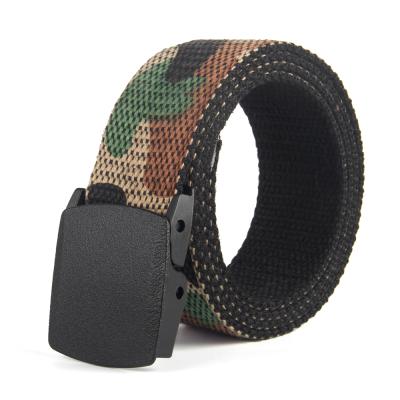 China Multicolor Optional Non-perforated Outdoor Sports Men's Fashional Canvas Camouflage 3.8cm Double Sided Belt for sale