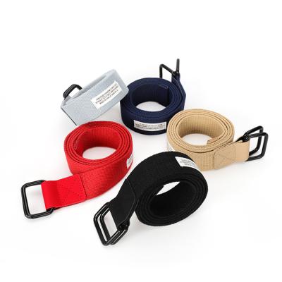 China Fashion.Casual youth double solid color buckle canvas belt simple street custom trend 3.8cm for sale