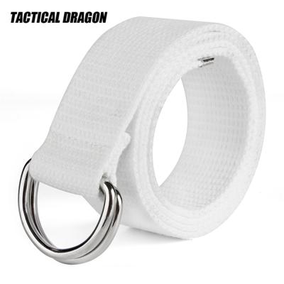 China High Quality Men's Metal Buckle Webbing Webbing Waist Belt Military White Belt for sale