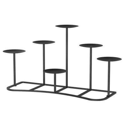 China Amazon Graceful Hot Sale Geometric Fireplace Decoration Floor Standing Black Iron Metal Candelabra Centerpieces for sale