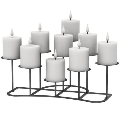 China Novelty Fashion Classic Simple DIY Design Set of 9 Black Fireplace Candelabra Metal Candle Holder Holders for sale