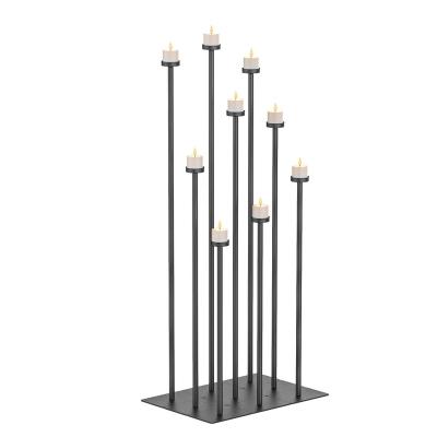 China Separate Modern Luxury Minimalist Black Decorative Wrought Iron Tealight Style Tall Candle Holders for sale