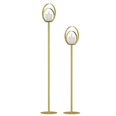 China Simply Hot Selling Nordic Style Set Of 2 Geometric Shape Design DIY Ball Gold Candle Holder For Wedding Decoration for sale